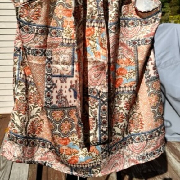 Rachel Zoe Women’s Medium Floral Satin Halter Lrg Back Tie Sleeveless Top Blouse - Picture 6 of 11